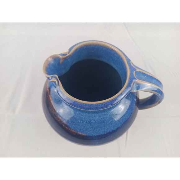 Walt Glass Pottery Pitcher From 1992 Signed By Artist Blue And Red Drip - Picture 3 of 7